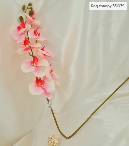 Штучна квітка орхідеї  світло рожевої на металевому стержні 95см 551079 фото 1