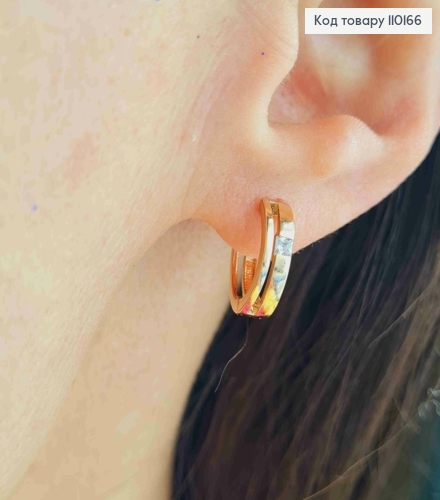 Серьги кольца украшены Блестящим камнем, диаметр 1,2см, Xuping 18К. 110166 фото 3