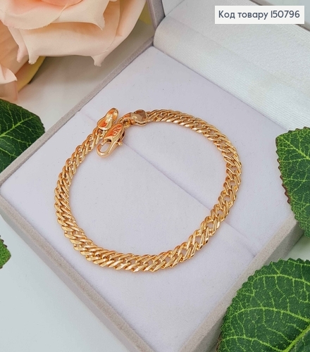 Браслет, подвійне ромбове плетіння, довж. 19,5см, шир. 5мм, Xuping 18K 150796 фото 1