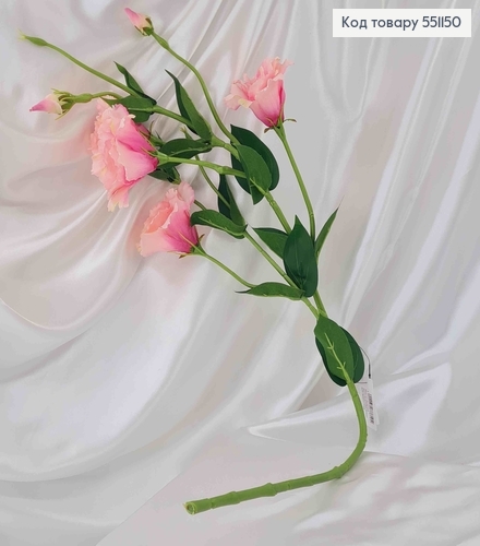Штучна квітка Еустоми, РОЖЕВЕ ОМБРЕ, 4 квітки + 3 бутони, на металевому стержні, 82см 551150 фото 2