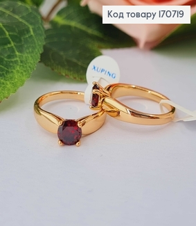 Перстень "Голлівуд" з бордовим камінцем Xuping 18K 170719 фото