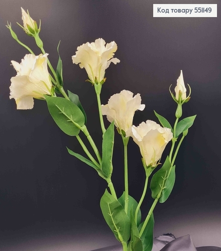 Штучна квітка Еустоми, БІЛА, 4 квітки + 3 бутони, на металевому стержні, 82см 551149 фото 2