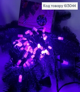 Гірлянда лампочка- циліндр  чорний дріт  9 м 100 LED фіолетова 613044 фото