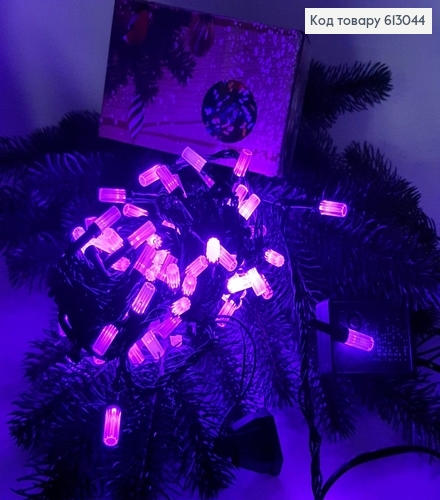 Гірлянда лампочка- циліндр  чорний дріт  9 м 100 LED фіолетова 613044 фото 1