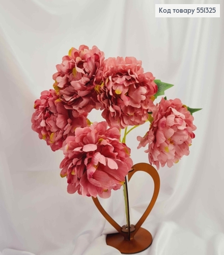 Искусственная композиция ПИОНЫ, цвет РОЖЕВО-ЛИЛОВЫЙ, 5 цветочков, высота 49см 551325 фото 1