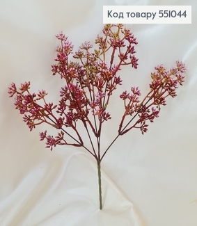 Искусственный цветок красный пластик из 5 веточек на металлическом стержне 35см. 551044 фото