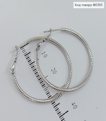 Серьги кольца 3,5 см родированным медзолото Xuping 180353 фото 2
