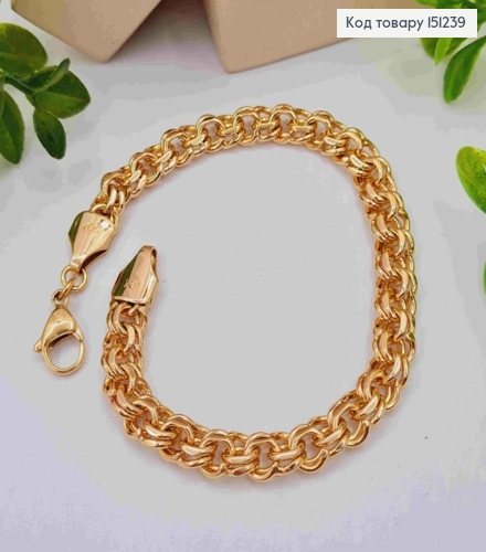 Браслет плетіння БІСМАРК, ширина 7,5мм, довжина 21см, Xuping 18K 151239 фото 1