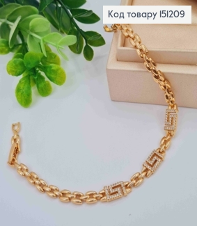Браслет ВЕРСАЧЕ з Блискучими камінцями,  довжина 17+2см, Xuping 18K 151209 фото