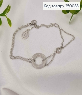 Браслет серебряного цвета, с подвеской Cartier "LOVE" + Каменец, 18+3см, сталь Stainless Steel 250088 фото