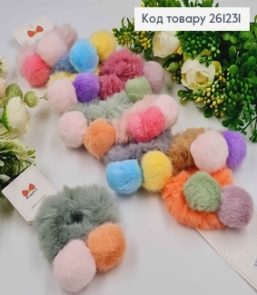 Набір дитячих резинок, Пунасті з двома кольоровими кульками, 10 шт/наб. 261231 фото