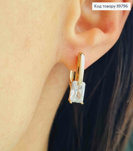 Сережки з Блискучим каменем, розмір 1,9см, англійська застібка, Xuping 18K 119796 фото 1