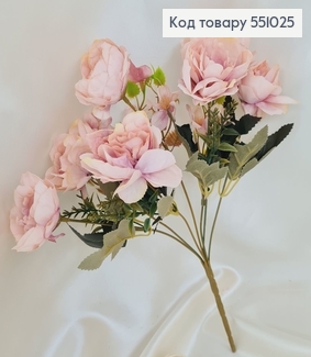 Букет пиона розовый из 7 веточек на металлическом стержне 33 см. 551025 фото