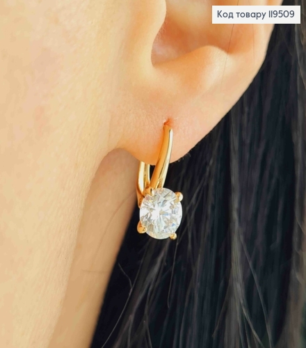 Сережки з Блискучим каменем, 1,5см, англійська застібка, Xuping 18K 119509 фото 1
