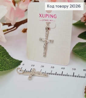 Крестик родованный с распятием и камешками на кончиках, размер 2,5*1,5см,Xuping 18K 210216 фото