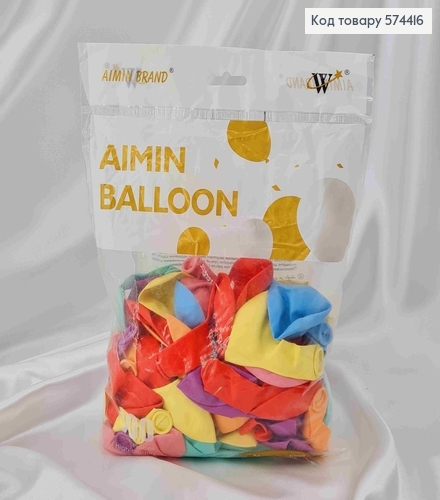 Повітряні кулі Aimin balloon, кольорові матові 100шт/уп. 574416 фото 1