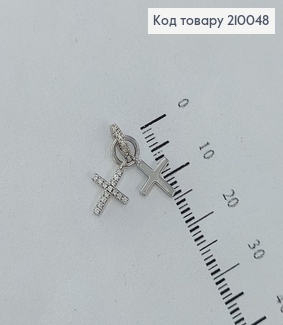 Крестик два 1х0,8см родироване медзолото Xuping 210048 фото