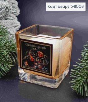 Арома свеча стакан Christmas punsh, 70*70*70мм, 18год/горение, (aroma/dekor/relax), YUNIOR CANDALE 341008 фото