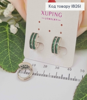 Сережки, Пластинки с квадратными Зелеными камнями, англ. зам. 1,2см, Xuping 181261 фото