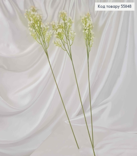 Штучна квітка, 3 гілочки, Лещиці, Білого кольору, на металевому стержні, 55см 551148 фото 2