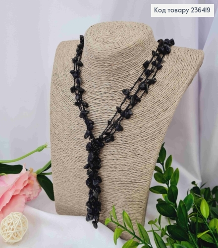 Бижутерия на шею с Фигурными камешками, 70+7см, Черного цвета, Fashion Jewelry 236419 фото 1