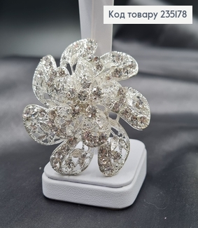 Брошка метал Квітка срібло з камінцями 5,5х5,5см 235178 фото