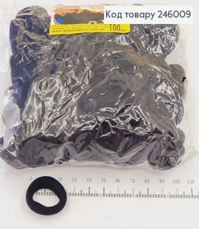 Резинка калуш мікрофібра 2,5см чорні 100 шт/уп 246009 фото
