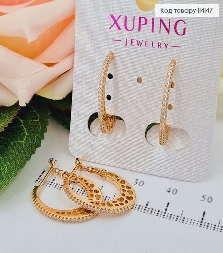 Серьги кольца авальные  2см в камнях Xuping 18K 114147 фото 1