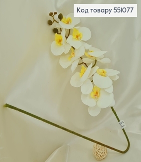 Штучна квітка орхідеї білої на металевому стержні 95см 551077 фото