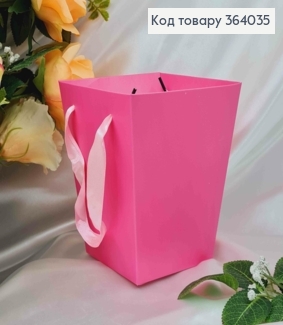 Набір Сумочок флористичних,12шт. Рожевого кольору,  картонна складна, з атласними ручками, 12*15см 364035 фото