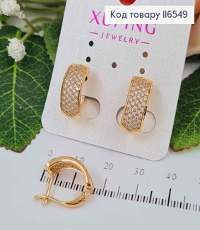 Сережки з пластинкою в камінцях, 1,6см, англ. застібка, Xuping 18K 116549 фото