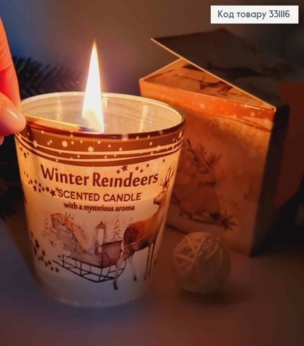 Аромасвічка стакан  Winter Reindeer with a misterios aroma, LET IT SNOW,115г/ 30год., Польща 331116 фото 1