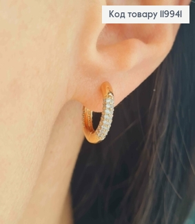 Серьги кольца украшены Блестящими камешками, диаметр 1,3см, Xuping 18К 119941 фото