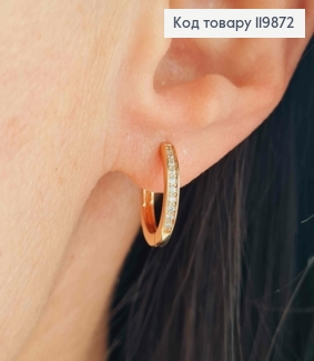 Серьги кольца украшены Блестящими камешками, диаметр 1,4см, XUPING 18К 119872 фото