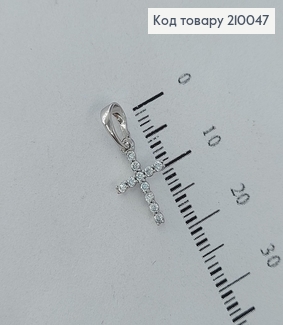 Крестик с камнями 1,5х1см родироване медзолото Xuping 210047 фото