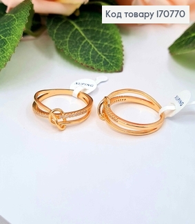 Перстень, З тоненьким вузликом, в камінця, Xuping 18K 170770 фото
