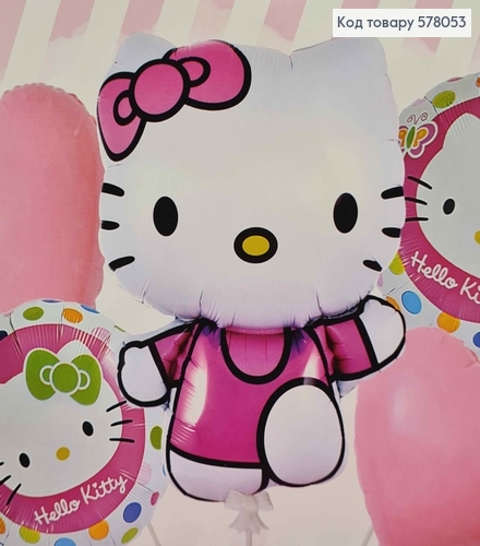 Набор фольгированных шаров "Hello Kitty", 4шт(18'')+1шт(Kitty 28'') 578053 фото 2