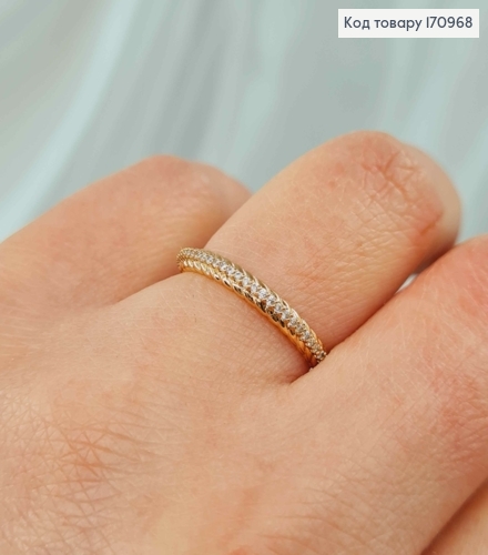Перстень, тоненький плетений з камінцями, Xuping 18К 170968 фото 2