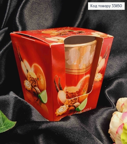 Аромасвечка стакан ''CINNAMON & APPLE'', Christmas Time, 115г/30год., BARTEK CANDLES, Poland 331150 фото 1