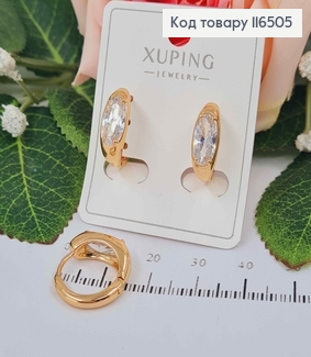 Сережки кільця, "Глибочинь" з овальним камінцем, 1,5см, Xuping 18К  116505 фото