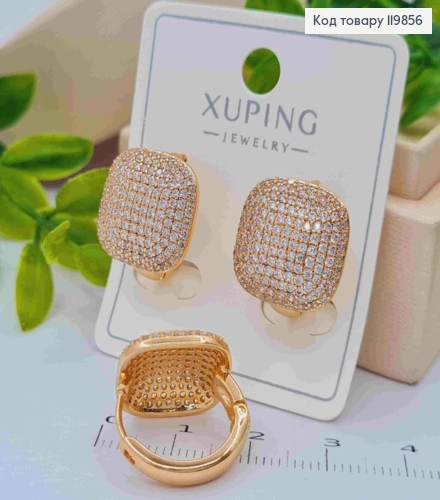 Серьги кольца "Блеск" с Блестящими камешками, диаметр 1,7см, XUPING 18К 119856 фото 1