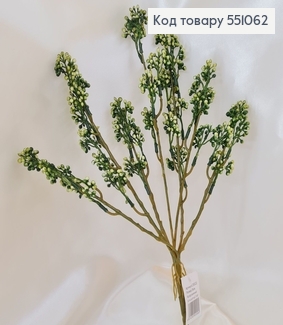 Искусственный цветок зеленый пластик из 7 веточек на металлическом стержне 37см. 551062 фото