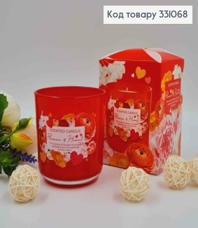 Аромасвечка стакан Flowers & Heart (очень нежный цветочный аромат), 150г/30ч, Польша 331068 фото