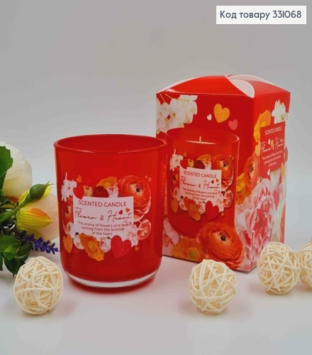 Аромасвічка стакан Flowers & Heart  (дуже ніжний квітковий аромат ),150г/30год, Польща 331068 фото 1
