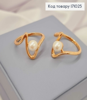 Перстень "Пристрасть" з Перлинкою, Xuping 18К 171025 фото