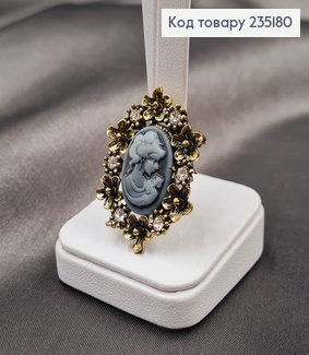Брошка метал Квіточка  золото з камінцями 3х2,5см 235180 фото