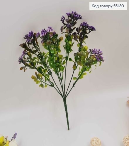 Штучна квітка каланхоє Фіолетовий, пластик, з 7 гілочок на металевому стержні, 30см 551180 фото 2