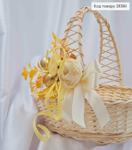 Декоративная повязка для корзины Цветочки с яйцами, пастельные цвета 10*14см на завязках. 283161 фото 1