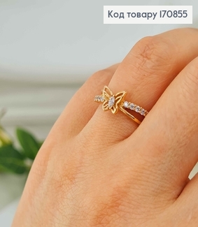 Перстень, Метелик з блискучим камінчиком, Xuping 18K 170855 фото