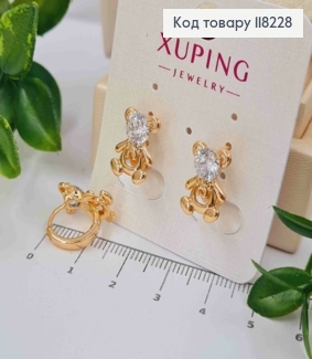 Серьги кольца (1,2см) "Медвежонок" (1,4см) с Ярким камнем, Xuping 18К 118228 фото